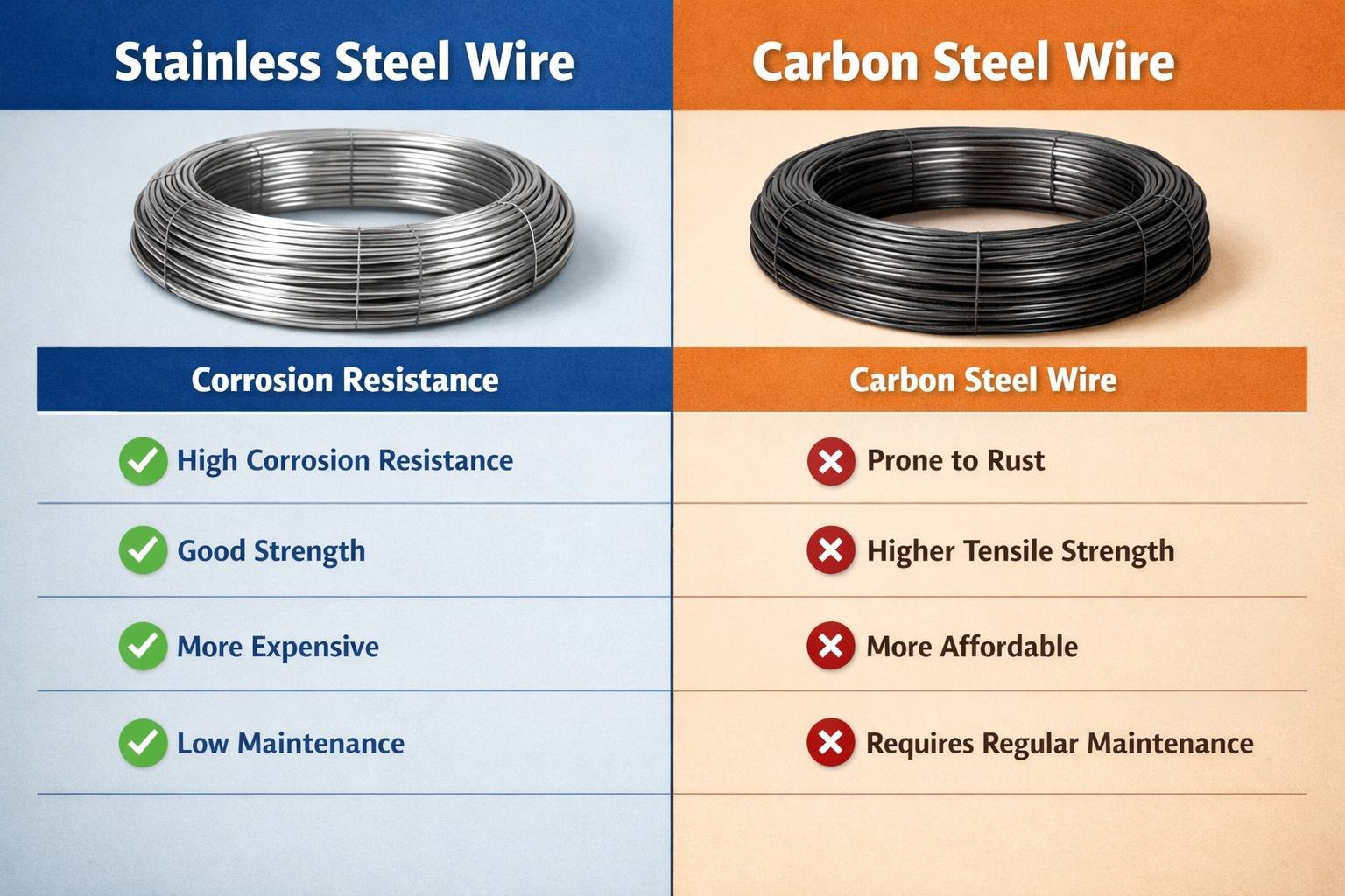 Why Stainless Steel Wire Outperforms Carbon Steel in Critical Applications
