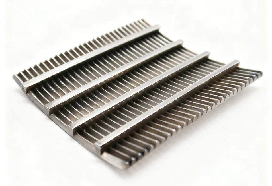 V-shaped wires create non-clogging internal slots