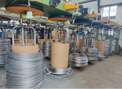Steel wire coiling machine line in workshop